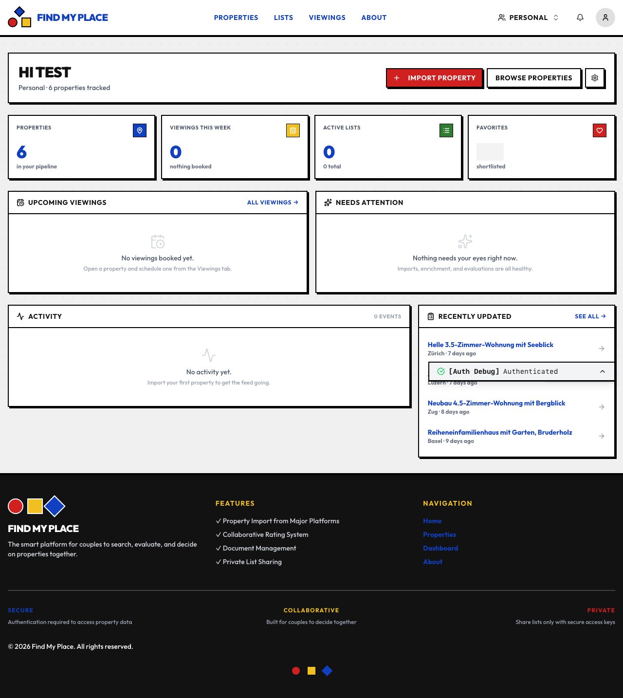 Dashboard at a glance